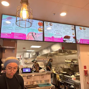 Menu &amp; open kitchen, where you can see them cooking!