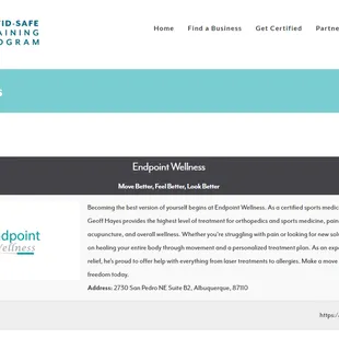 Due to completing the training, we are listed as an approved business on the NM Safe Certification listing.