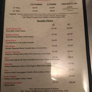 menu