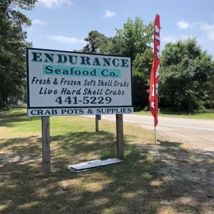 a sign for endurance seafood