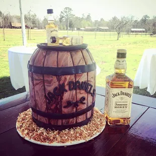 a whiskey barrel cake