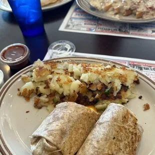 Egg and Cheese Burrito with home fries