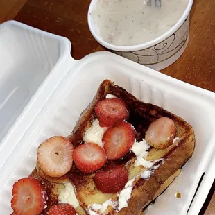 Strawberry French toast with Side Sausage Gravy