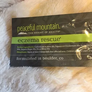 Peaceful mountain is a company that Energique carries. We love their eczema rescue! Great quality spagyrics and glandulars.