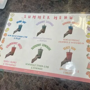 a menu for a restaurant