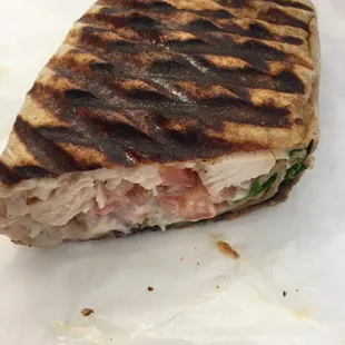 Chix n cheez wrap (a little heavy on the panini press but still tasty)