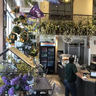 So fun! The decor is changed seasonally. The butterflies on the balcony flowers are animatronic -slowly opening and closing their wings.