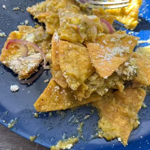 CHILAQUILES.with green sauce!