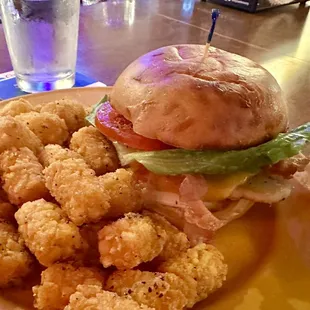 Chicken Bacon Ranch Sandwich - with a grilled chicken breast &amp; tots