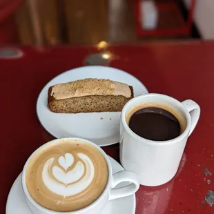 a slice of cake and a cup of coffee