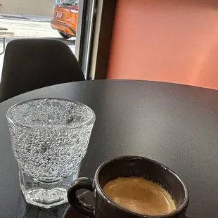 Espresso and sparkling water (highly recommend)