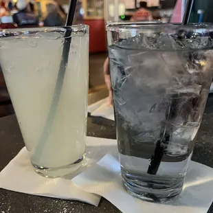 Lemonade and water