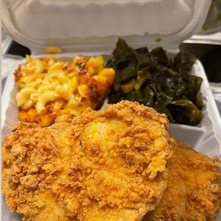 ried chicken and macaroni and cheese