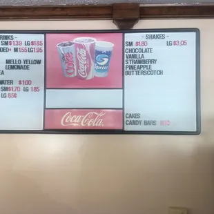 a menu for the drive - in
