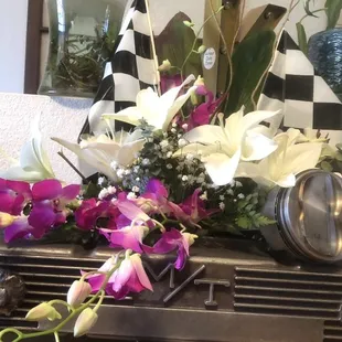 Integrated Racing Engine parts into the memorial arrangement. Awesome!!!!!