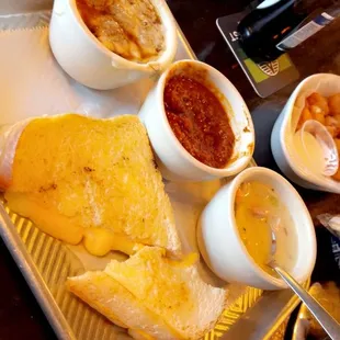 Soup flight &amp; grilled cheese