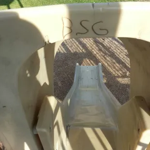 Tag above the long straight slide.