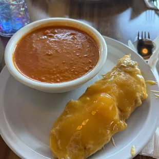 Hot Cheese Tuna Melt Sandwich and Tomato Gouda Soup