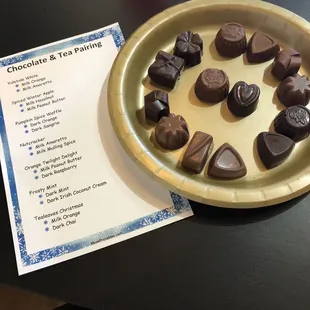 Tea tasting with chocolates