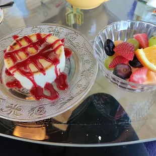 Fruit bowl and dessert to finish you off. Had a couple of bites and took the rest home