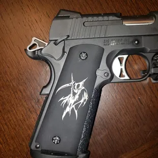 Engraved Anodized Aluminum Gun Grip