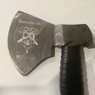 Engraved Axe Blade  (Personal information removed for privacy)