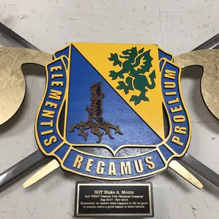 Fully customized insignia and plate mounted to customers personal items.