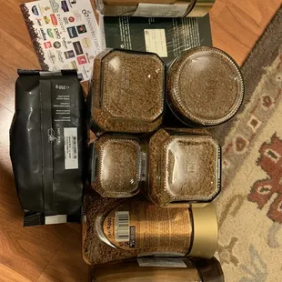 a variety of coffee products