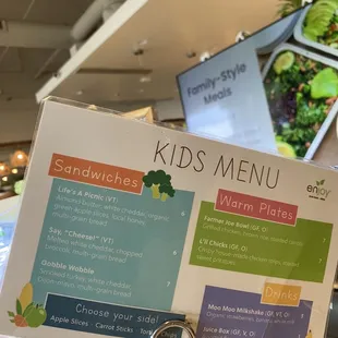 Kids menu
