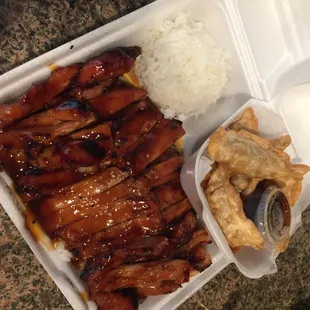 Teriyaki chicken and Gyoza $13