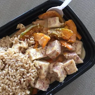 Coconut Sauce with Taro Soy Chicken and Pumpkin