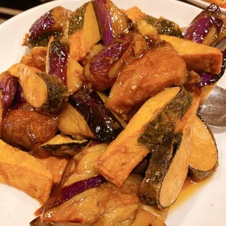 Eggplant with Sea Bass