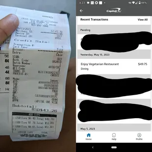 The charge they left on my credit card they took forever to process in the restaurant. You won't get away with this :)