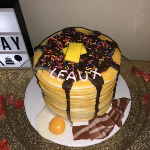 a pancake covered in chocolate and sprinkles