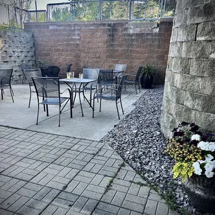 One of the shaded patio areas