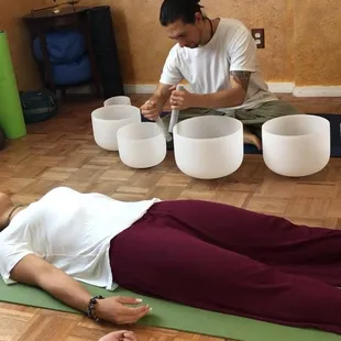 Guided meditation/yoga sessions can be combined with frequency healing!