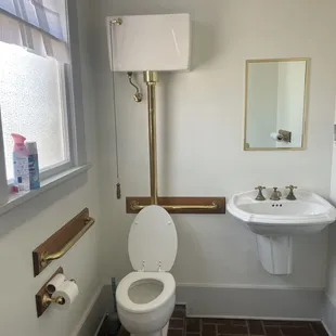 Train station themed bathroom