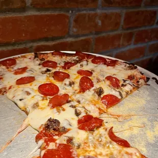 Pepperoni, sausage, &amp; mushrooms