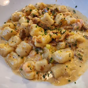 Gnocchi Thursday. Gnocchi with bay shrimp and lemon cream sauce.