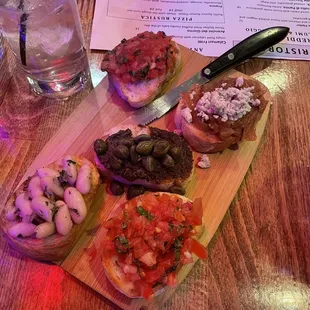 Bruschetta Flight vegan and vegetarian