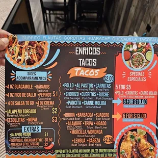 Menu.  There is more you can order that isnt listed also.