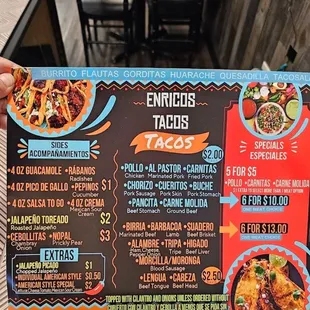 menu, pizza