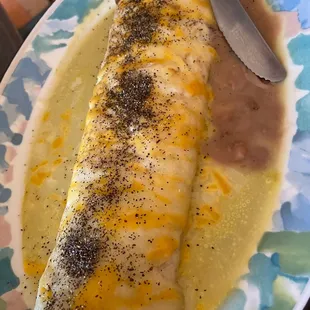 Smothered Green Chile Meat Burrito