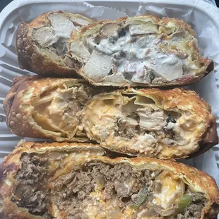 Chicken bacon ranch, Buffalo, Philly cheesesteak trio