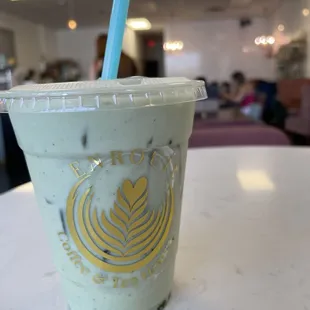 Spring fling matcha with oat milk