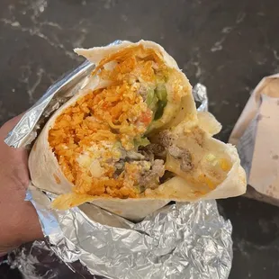 Looking for the meat in the carne asada burrito