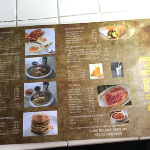 New breakfast menu as of 2017