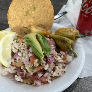 Tostada de Ceviche de Camaron