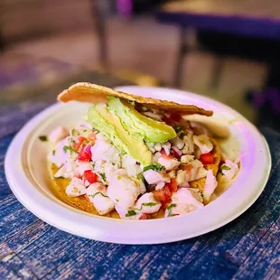 Tostada de Ceviche de Pescado (Fish ceviche)