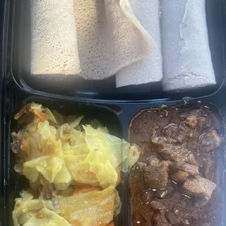LAMB AND SAUTEED CABBAGE, CARROT AND POTATOES